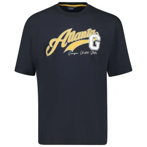 Duży męski t-shirt z napisami koszulka z krótkim rękawem Adamo 131503-360 granatowa