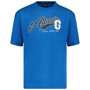Duży męski t-shirt z napisami koszulka z krótkim rękawem Adamo 131503-385 niebieska