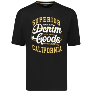 Duży męski t-shirt z napisami koszulka z krótkim rękawem Adamo 131504-700 czarna