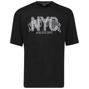 Duży męski t-shirt z napisami koszulka z krótkim rękawem Adamo 131505-700 czarna