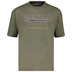 Duży męski t-shirt z napisami koszulka z krótkim rękawem Adamo 131510-430 khaki