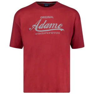 Duży męski t-shirt z napisami koszulka z krótkim rękawem Adamo 131511-590 bordowy