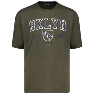 Duży męski t-shirt z napisami koszulka z krótkim rękawem Adamo 131506-430  khaki