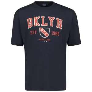 Duży męski t-shirt z napisami koszulka z krótkim rękawem Adamo 131506-360 granatowa