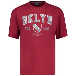 Duży męski t-shirt z napisami koszulka z krótkim rękawem Adamo 131506-590 bordowa