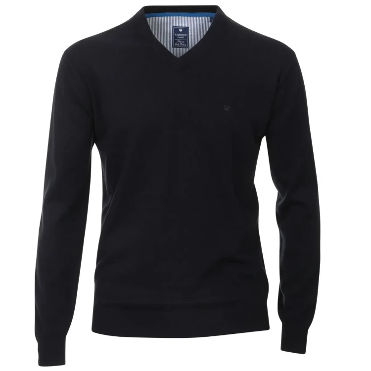 duzy granatowy sweter w serek 6xl