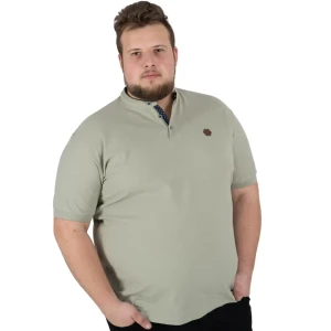 Duża męska koszulka polo na stójce gładka Double PS-3046 jasnozielona