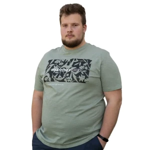 Duża męska koszulka z nadrukiem t-shirt Jack & Jones 12275745 jasnozielony