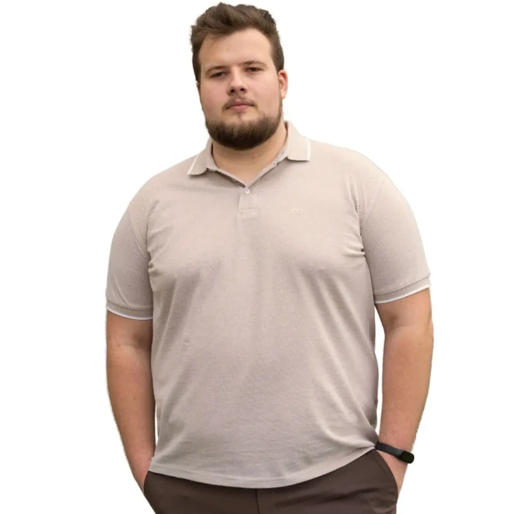 bezowa koszulka polo dla puszystych  9xl