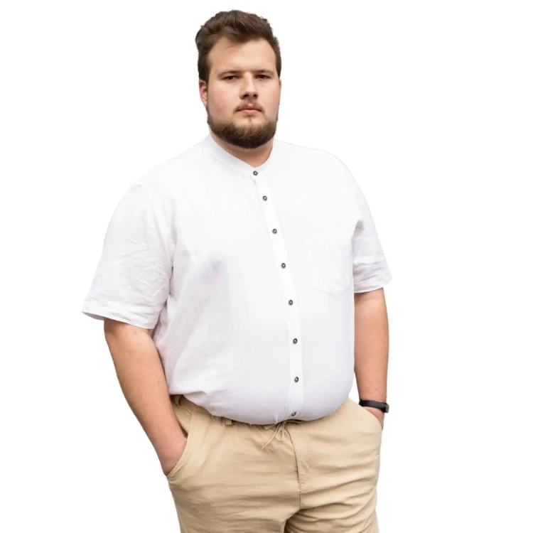 biala koszula lniana na stojce xxl