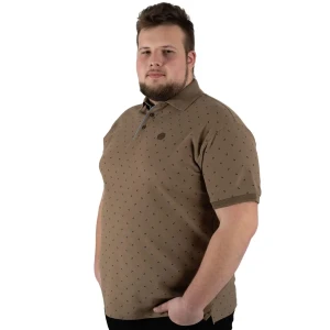 Duża męska koszulka polo delikatny wzór Double Urban Outfitters PS-3044 jasnobrązowa