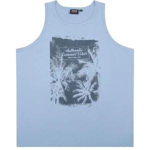 Duża męska koszulka bokserka z nadrukiem Espionage T428 Summer Vibes Print Vest niebieska