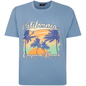 Duża męska koszulka krótki rękaw z nadrukiem Espionage T425 Laguna Beach Print Tee niebieska
