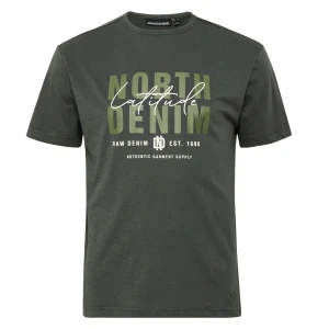 Duży męski t-shirt z nadrukiem koszulka z krótkim rękawem North Latitude 99335-2640 khaki