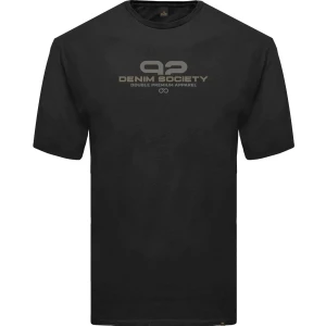 Duży męski t-shirt koszulka krótki rękaw napisy Double TS-9039 czarna