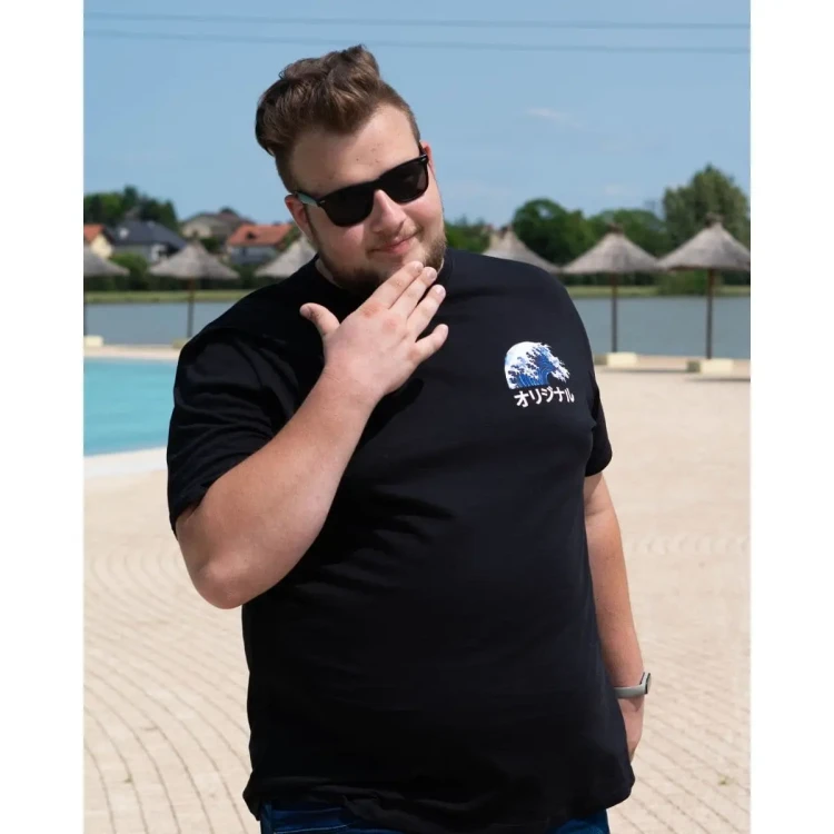 czarna efektowna meska koszula plus size