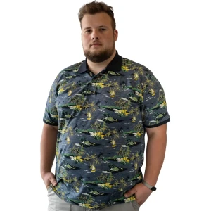 Duża męska koszulka polo z kołnierzykiem wzorzysta Casa Moda 954438600-105 granatowa