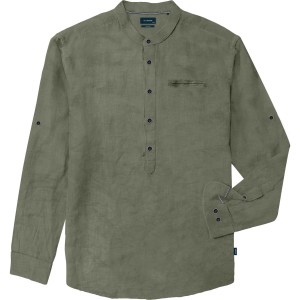 Duża męska koszula z lnem długi rękaw Double GS-5085 khaki