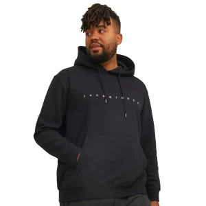 Duża męska bluza wkładana przez głowę z kapturem napis Jack & Jones 12243527 czarna