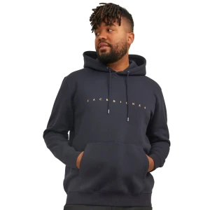 Duża męska bluza wkładana przez głowę z kapturem napis Jack & Jones 12243527 granatowa