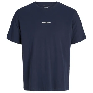 Duży męski t-shirt z nadrukiem na plecach koszulka z krótkim rękawem Jack & Jones 12285533 granatowa