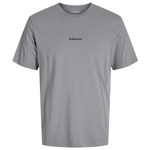 Duży męski t-shirt z nadrukiem na plecach koszulka z krótkim rękawem Jack & Jones 12285533 jasnoszara