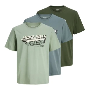 Duże męskie t-shirty z nadrukiem koszulki z krótkim rękawem 3 sztuki Jack & Jones 12287820 multi