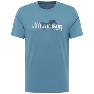 Duża męska koszulka z krótkim rękawem t-shirt z napisem Mustang 1016854-5180 niebieski