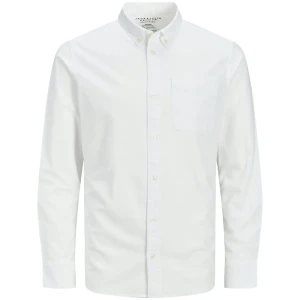 Duża koszula męska z długim rękawem gładka Jack & Jones 12267979 biała