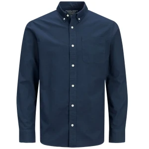 Duża koszula męska z długim rękawem gładka Jack & Jones 12267979 granatowa