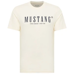 Duża koszulka t-shirt męski duży napis Mustang  1016853-2013 kremowy