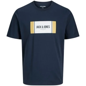 Duży męski t-shirt  koszulka z nadrukiem krótkim rękawem Jack & Jones 12285530 granatowa