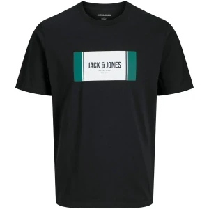 Duży męski t-shirt  koszulka z nadrukiem krótkim rękawem Jack & Jones 12285530 czarna