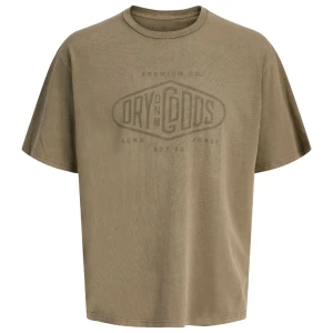 Duży męski t-shirt  koszulka z nadrukiem krótkim rękawem Jack & Jones 12288204 khaki