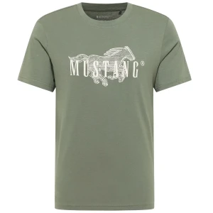 Duża męska koszulka t-shirt krótki rękaw z nadrukiem Mustang  1016858-6473 khaki
