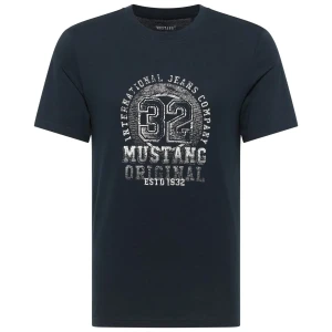 Duża męska koszulka t-shirt krótki rękaw z dużym nadrukiem Mustang  1016859-4136 granatowy