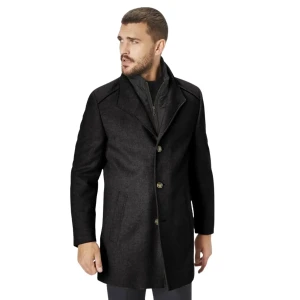 Duży męski elegancki płaszcz na guziki S4 Newton 74299-2529-000-1200 czarny