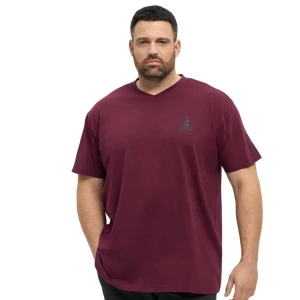 Duży męski t-shirt gładka koszulka z dekoltem w serek North Latitude 53101-0380 śliwkowa