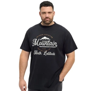 Duży męski t-shirt z nadrukiem koszulka z krótkim rękawem North Latitude 53105-0099 czarna