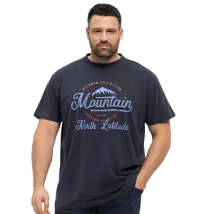 Duży męski t-shirt z nadrukiem koszulka z krótkim rękawem North Latitude 53105-0581 granatowa
