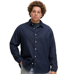 Duża koszula męska z długim rękawem jeansowa Jack & Jones 12283674 granatowa