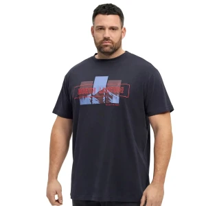 Duży męski t-shirt z nadrukiem koszulka z krótkim rękawem North Latitude  53112-0581 granatowa
