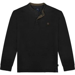 Duża męska koszulka polo z długim rękawem stójka Double Urban Outfitters PS-3059 czarna