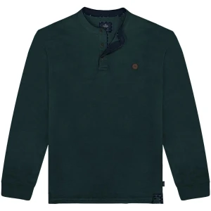 Duża męska koszulka polo z długim rękawem stójka Double Urban Outfitters PS-3059 ciemnozielona
