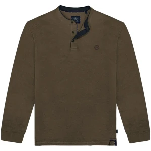 Duża męska koszulka polo z długim rękawem stójka Double Urban Outfitters PS-3059 jasnobrązowy