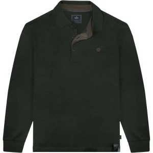 Duża męska koszulka polo z długim rękawem Double Urban Outfitters PS-3060 ciemnozielona