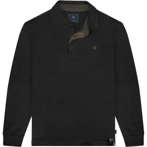 Duża męska koszulka polo z długim rękawem Double Urban Outfitters PS-3060 czarna