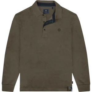 Duża męska koszulka polo z długim rękawem Double Urban Outfitters PS-3060 jasnobrązowa