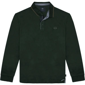 Duża męska koszulka polo z długim rękawem Double Urban Outfitters PS-3058 zielona