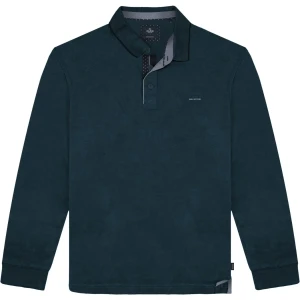 Duża męska koszulka polo z długim rękawem Double Urban Outfitters PS-3058 turkusowa